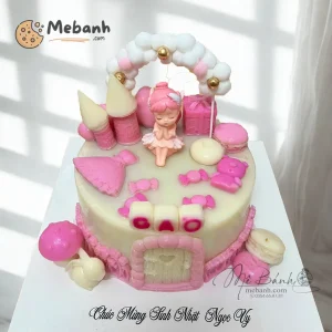 Bánh Rau Câu Công Chúa Và Lâu Đài Màu Hồng