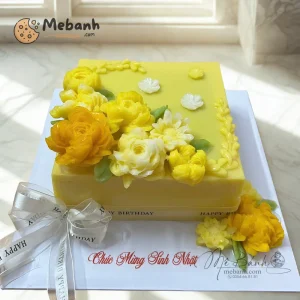 Bánh Rau Câu Hoa Hồng Vàng 4D