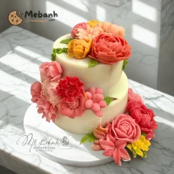 Bánh Rau Câu Hoa Nổi 2 Tầng Hoa Hồng