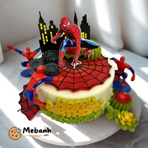 Bánh rau câu Spiderman mẫu thành phố tạo hình mạng nhện – sinh nhật bé trai Biên Hòa