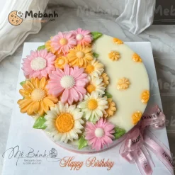 Bánh rau câu sinh nhật bó hoa 20/10 - cúc họa mi 4D
