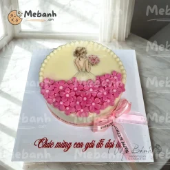 Bánh sinh nhật cô gái và hoa hồng