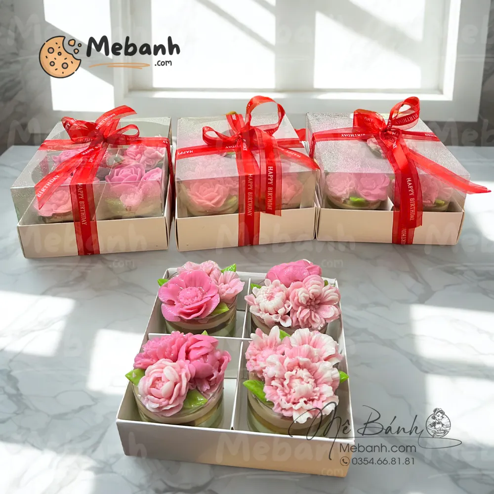 Bánh rau câu hoa hồng hộp quà tặng