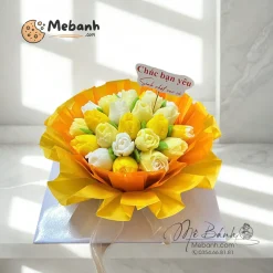 Bánh rau câu sinh nhật bó hoa hồng vàng