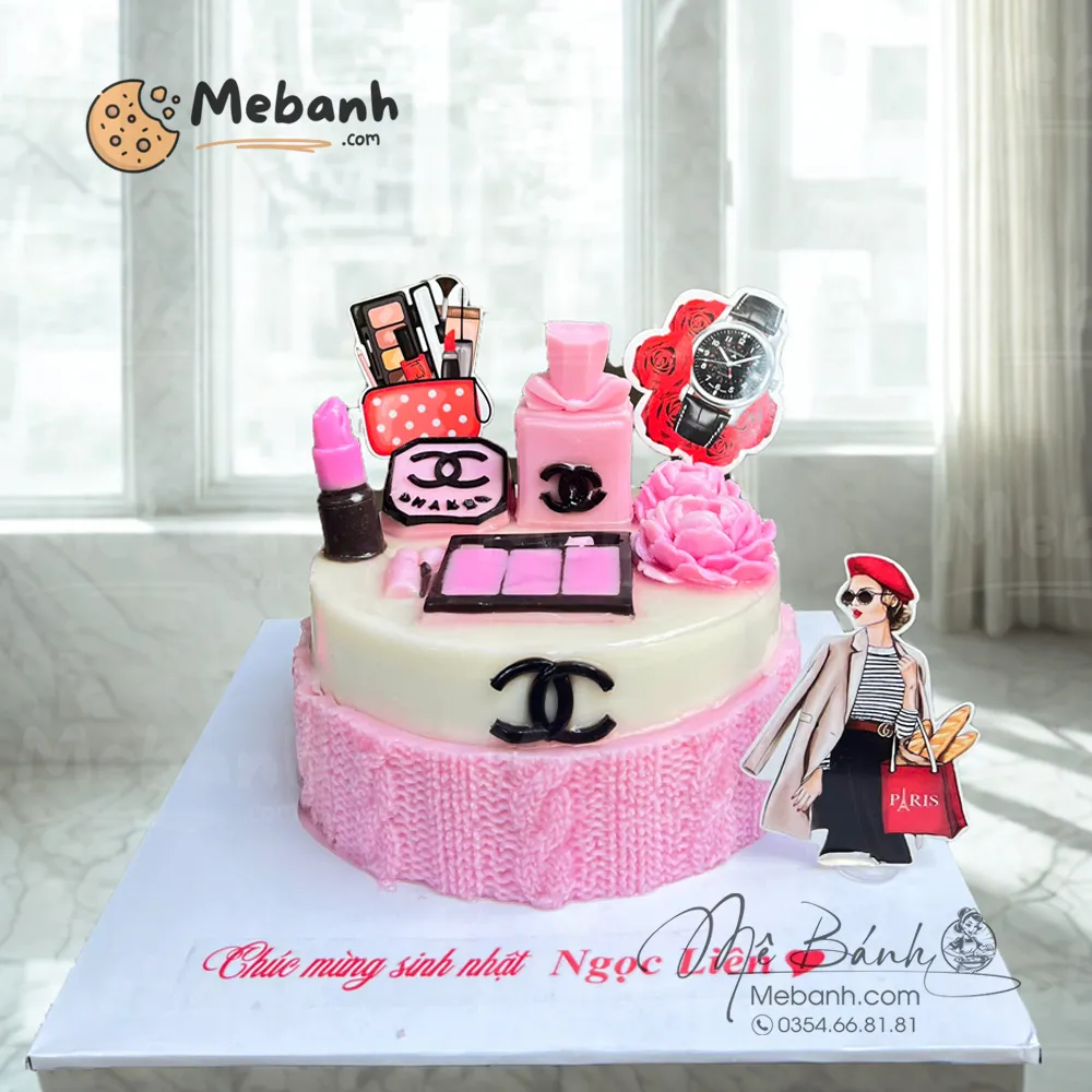 Bánh rau câu sinh nhật chủ đề Chanel sang trọng
