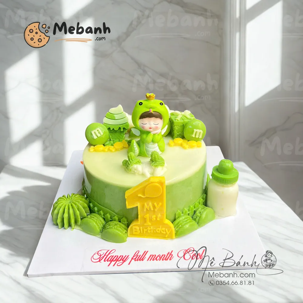 Bánh Rau Câu Bé Rắn Xanh Lá Mừng Thôi Nôi