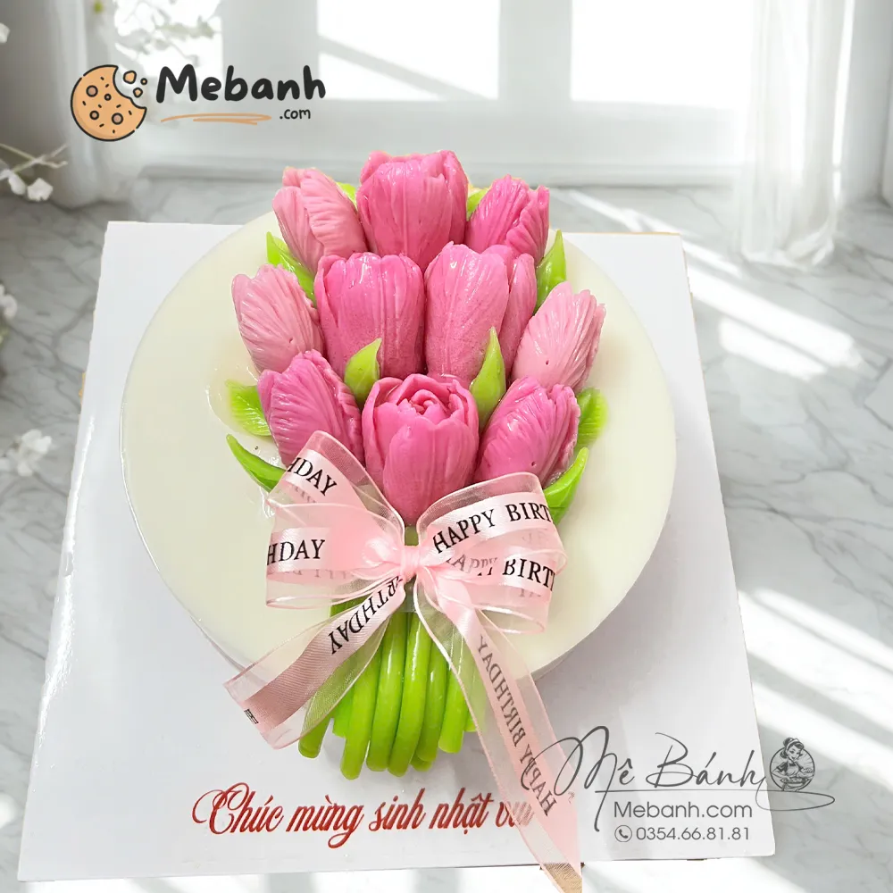 Bánh rau câu bó hoa tulip sinh nhật