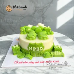 Bánh rau câu heo con màu xanh sinh nhật