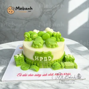 Bánh rau câu heo con màu xanh sinh nhật