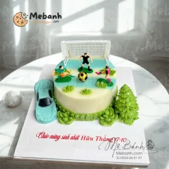 Bánh rau câu sân bóng kèm xe hơi sinh nhật