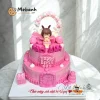 Bánh rau câu sinh nhật 2 tầng lâu đài hồng cho bé gái