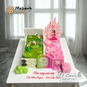 Bánh rau câu đôi chủ đề cầu thủ – công chúa tặng bé