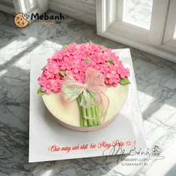 Bánh rau câu bó hoa 3D thắt nơ chúc mừng sinh nhật